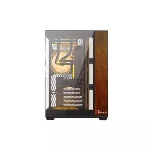 PC POWER DARK WOOD Case with 7 Pre-Installed Fans-gallery-2