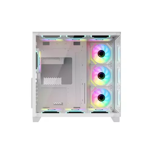 PC Power ICEBERG V3 10 Fans Mid Tower Gaming Casing (White) - 1