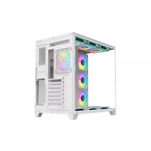 PC Power ICEBERG V3 10 Fans Mid Tower Gaming Casing (White)-4