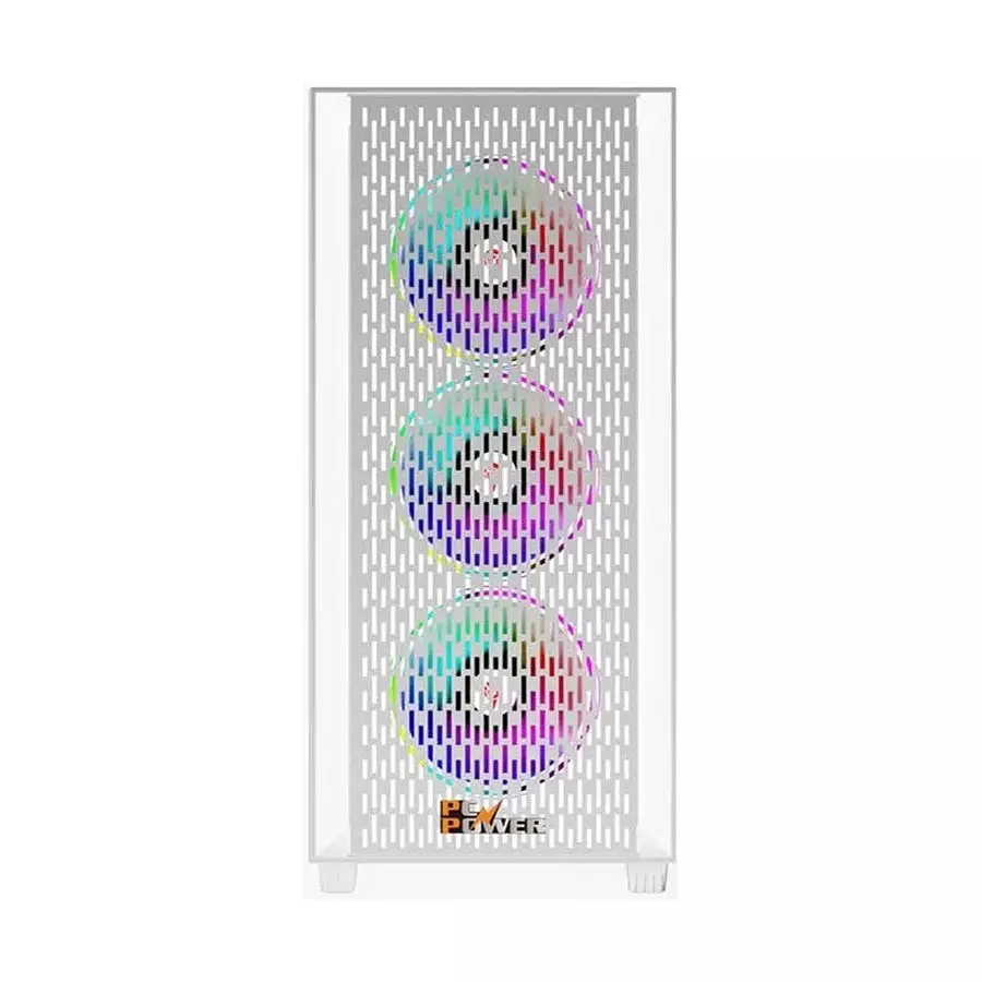 PC Power PP-GS2403 WH Flow Light Mesh Mid Tower Gaming Casing