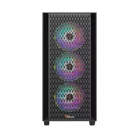 PC Power PP-GS2403 BK Flow Light Mesh Mid Tower Gaming Casing