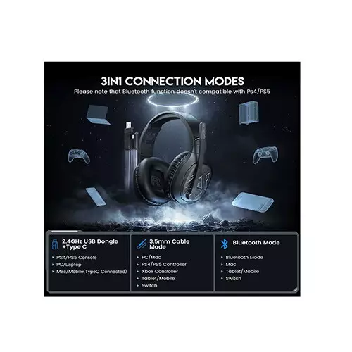 EKSA E5 BT Bluetooth Over-Ear Gaming Headphone-gallery-1