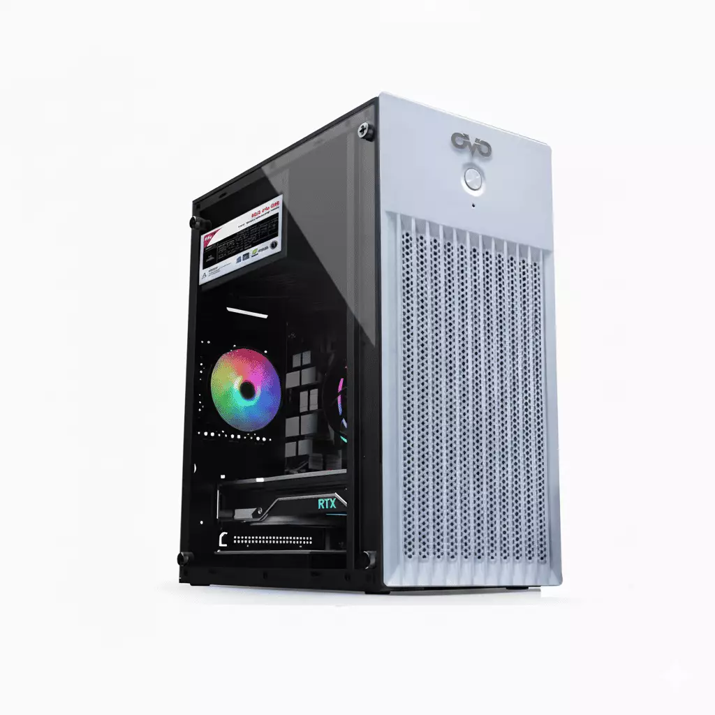 OVO J618-W-ACRYLIC RGB Micro Mesh Mini Tower Gaming Case (White)