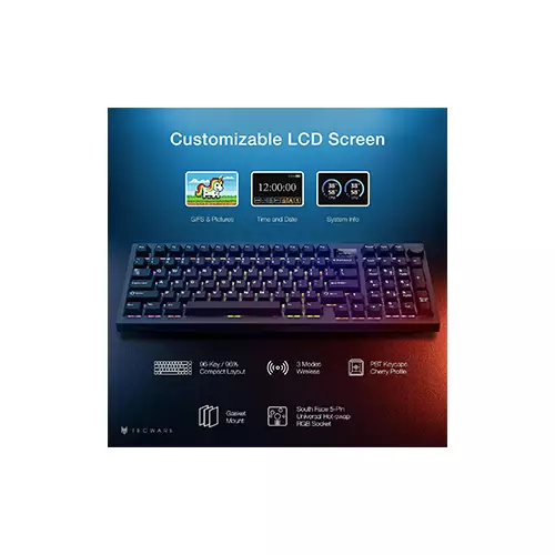 Tecware Spectre 96 Gasket Mounted Mechanical Keyboard with LCD Display (Black) - 2