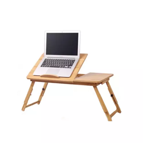 Bamboo Wood Foldable Laptop Desk With 2-cooling Pad Fan-gallery-1