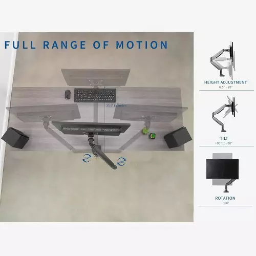 Ergonomic M1 Aluminum Gas Spring Monitor Desk Mount Stand-gallery-5