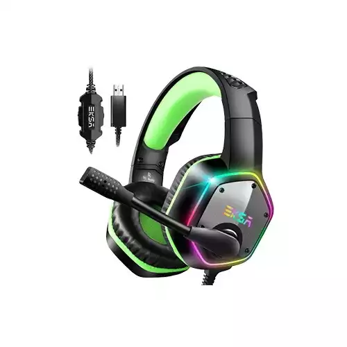 EKSA E1000 Noise Cancelling Wired 7.1 Surround USB Gaming Headset (Green)
