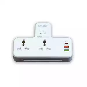 SMART SEE-MP23L 2-Outlet Portable Extension Power Strip with USB Fast Charging & Night Lamp