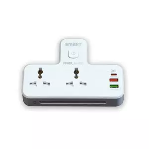 SMART SEE-MP23L 2-Outlet Portable Extension Power Strip with USB Fast Charging & Night Lamp