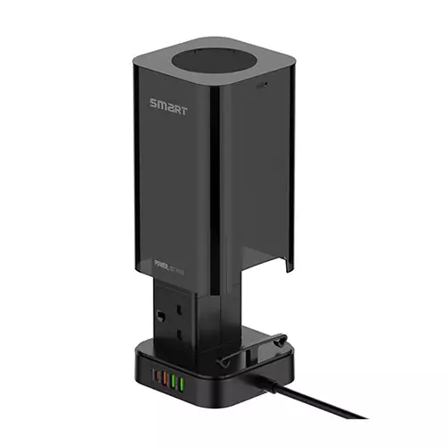 SMART SEE-PT64W 6-Outlet USB Tower Extension Power Strip with 15W Wireless Charger - 1