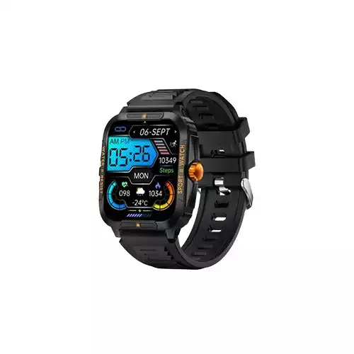 COLMI P76 Bluetooth Calling 1.96-inch Display Waterproof Smart Watch (Black Orange)