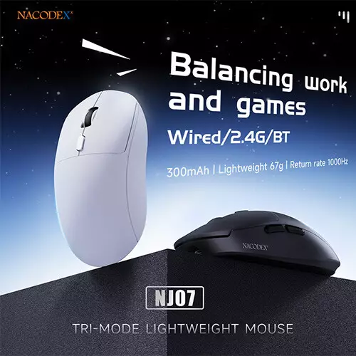 AJAZZ NJ07 Tri-Mode Lightweight Gaming Mouse-Black-gallery-1
