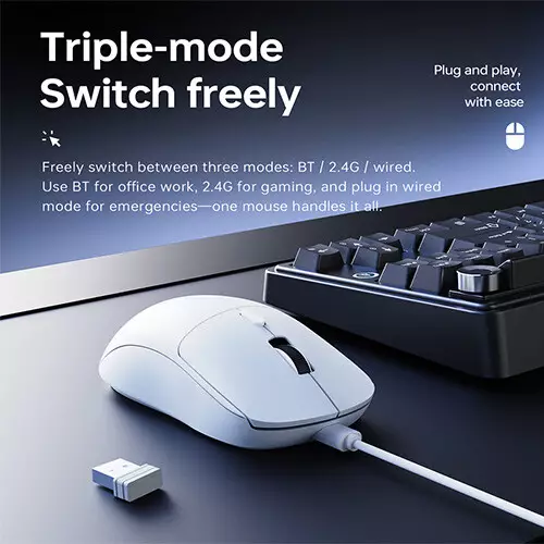 AJAZZ NJ07 Tri-Mode Lightweight Gaming Mouse-White-gallery-1