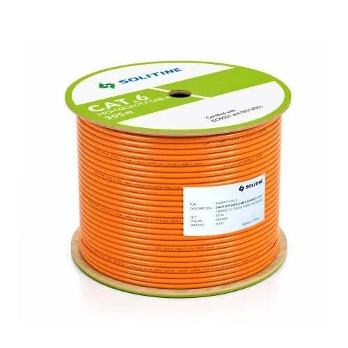 Solitine SOL6157-OR-LS Cat-6 305 Meter UTP Cable Box - 1