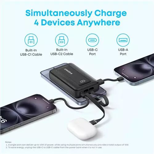 Anker Zolo 20000mAh 45W Power Bank With Built-in Dual Type-C Cable-gallery-2