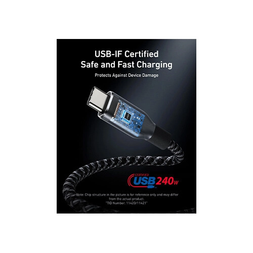 Anker Prime 240W 3ft USB-C to USB-C Upcycled-Braided Cable - 1