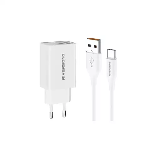 RIVERSONG SAFEKUB D2 USB 2.4A FAST CHARGER (WHITE)