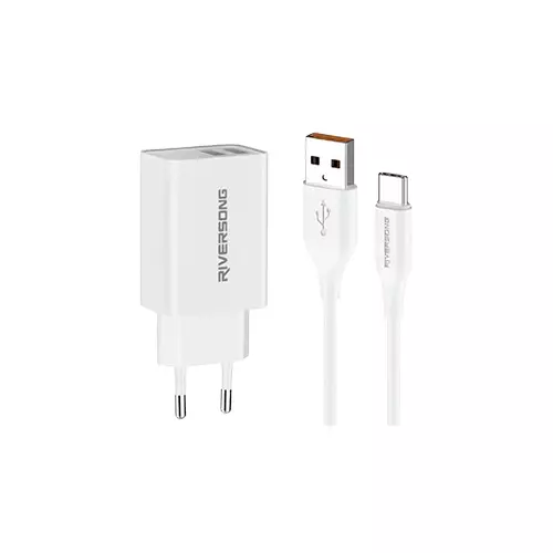 RIVERSONG SAFEKUB D2 USB 2.4A FAST CHARGER (WHITE)