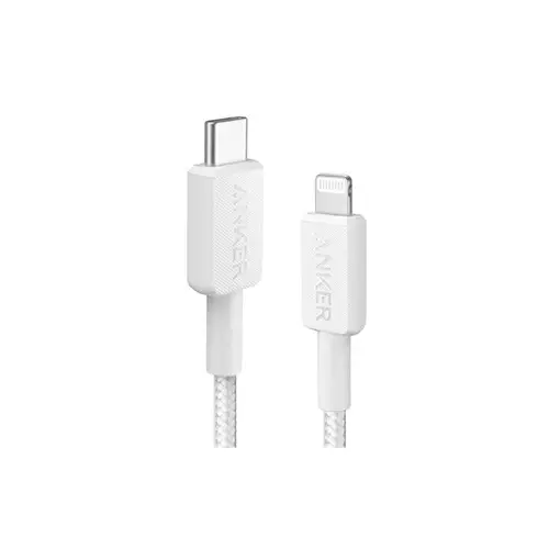 Anker 322 Braided 3ft USB-C to Lightning Cable (White)