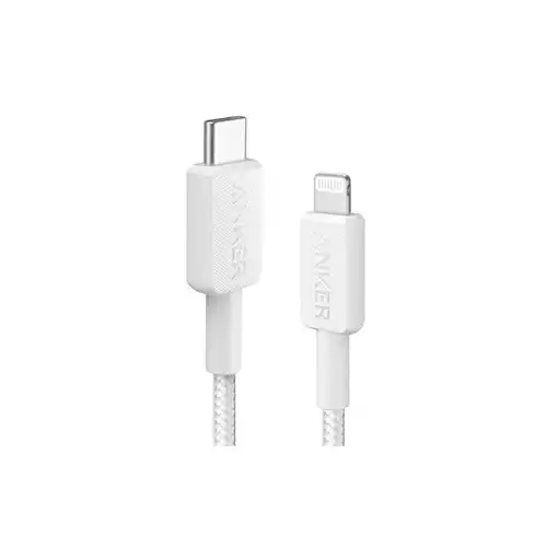 Anker 322 Braided 3ft USB-C to Lightning Cable (White)