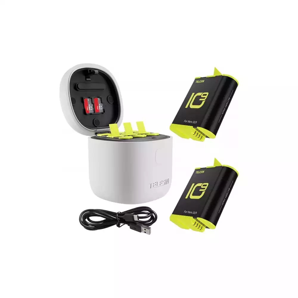 TELESIN ALLIN BOX IP54 WATERPROOF CHARGER FOR GOPRO HERO9/10 WITH 2 BATTERIES