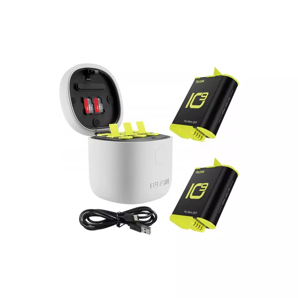 TELESIN ALLIN BOX IP54 WATERPROOF CHARGER FOR GOPRO HERO9/10 WITH 2 BATTERIES