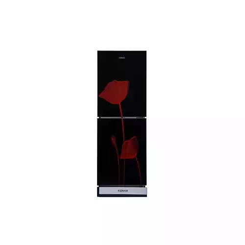 KONKA KRB-270VB- Glass Mirror Red Tulip 270 Ltr Bottom Freezer 2-Door Refrigerator