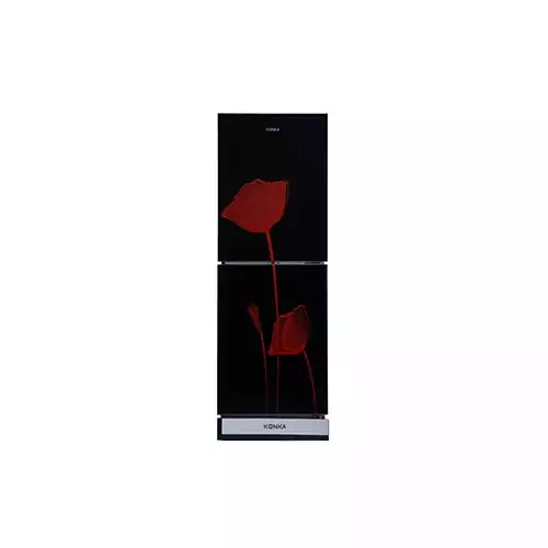 KONKA KRB-270VB- Glass Mirror Red Tulip 270 Ltr Bottom Freezer 2-Door Refrigerator