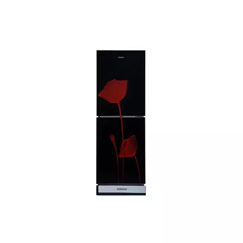 KONKA KRB-270VB- Glass Mirror Red Tulip 270 Ltr Bottom Freezer 2-Door Refrigerator
