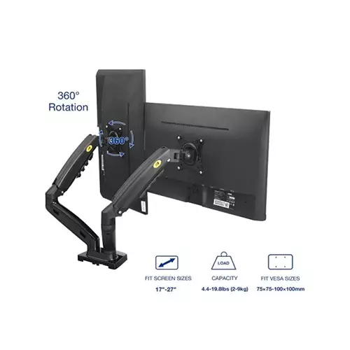North Bayou F160 9KG Max Payload Dual Monitor Desk Mount-gallery-3
