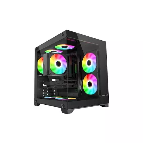 Power Train G777 Mid Tower ATX Gaming Desktop Case (Black)-gallery-1