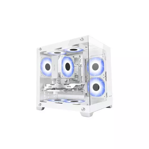 Power Train G777 Mid Tower ATX Gaming Desktop Case (White)-1