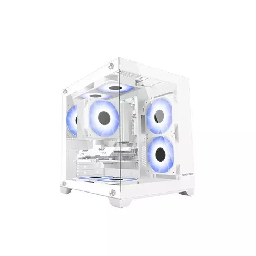 Power Train G777 Mid Tower ATX Gaming Desktop Case (White)