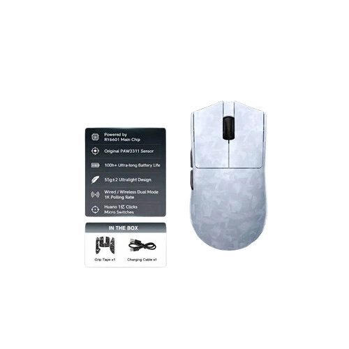 Xinmeng Zero 3 M3 Carbon Fiber Wireless Gaming Mouse (White) - 1