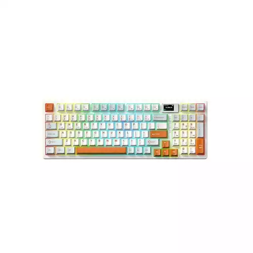 MONKA 3098 PRO V2 Tri Mode RGB Hot swappable Mechanical Keyboard (White Orange)