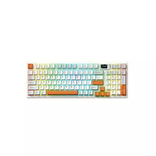 MONKA 3098 PRO V2 Tri Mode RGB Hot swappable Mechanical Keyboard (White Orange)