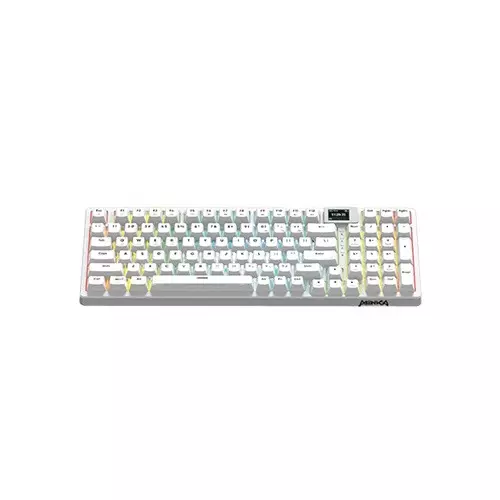 MONKA 3098 PRO V2 Tri Mode RGB Hot swappable Mechanical Keyboard (White Orange) - 1