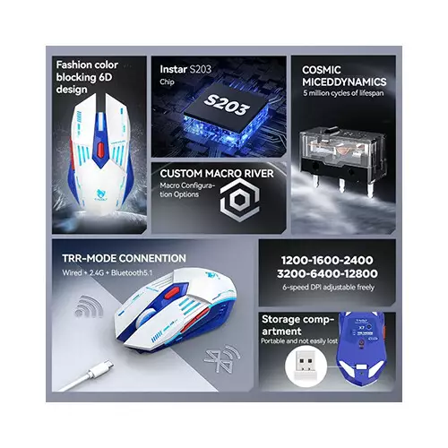 T-WOLF X7 Tri-mode LED Lighting Gaming Mouse-gallery-1