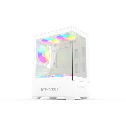 T-Wolf Ice Cooler X5 ARGB M-ATX Mid Tower Gaming Casing (White)