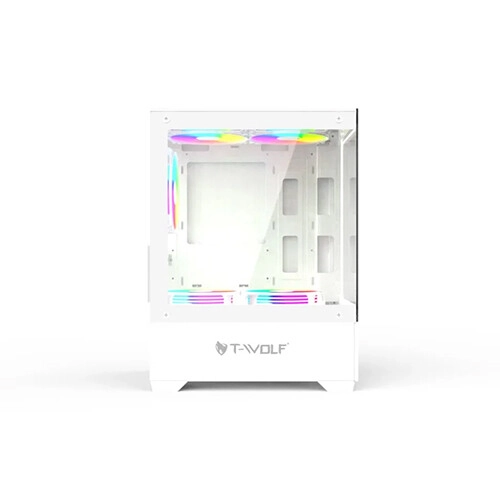 T-Wolf Ice Cooler X5 ARGB M-ATX Mid Tower Gaming Casing (White) - 1