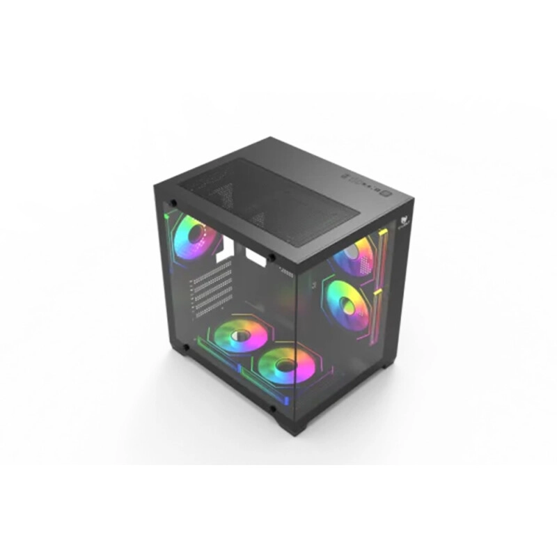 T-Wolf Mystery Box NV X5 Infinity ARGB M-ATX Gaming Case (Black) - 2