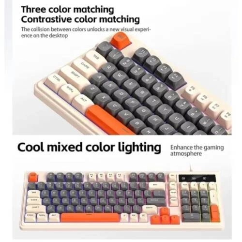 T-WOLF T13 Gray Mixed Color Keycaps Gaming Keyboard - 1