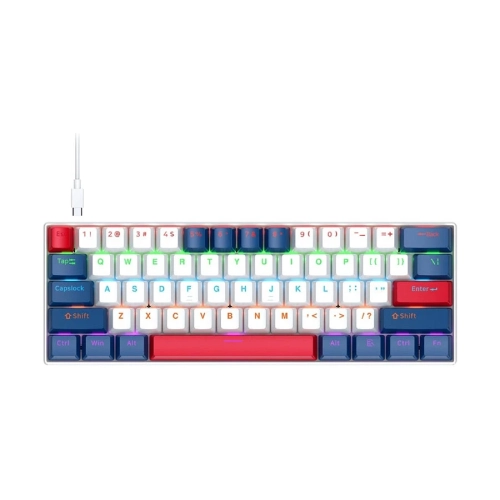 T-Wolf T60 60% Wired RGB Gaming Mechanical Keyboard (White & Blue)