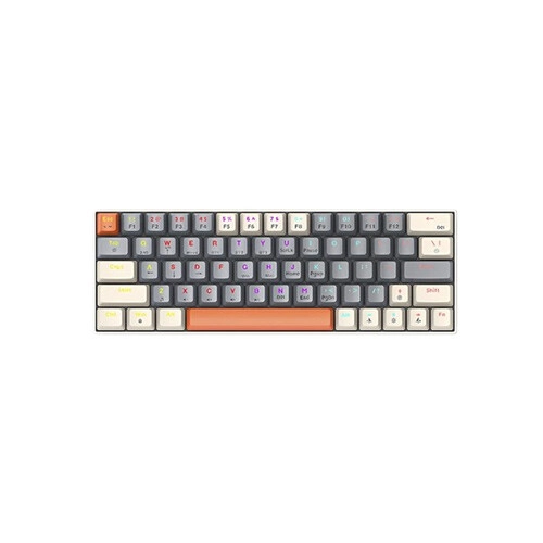 T-WOLF T30 RGB Tri Mode Outemu Green Switch Mechanical Gaming Keyboard (Gray & White)
