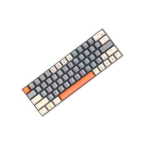 T-WOLF T30 RGB Tri Mode Outemu Green Switch Mechanical Gaming Keyboard (Gray & White) - 1