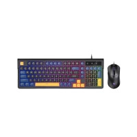 T-WOLF TF330 Tri-Colour Wired Keyboard and Mouse Combo (Blue Black)