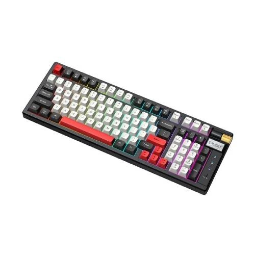 T-Wolf T70 RGB Tri Mode Mechanical Keyboard - Black & White + Red