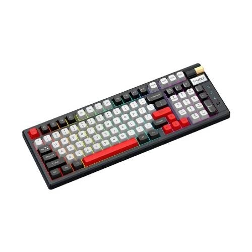 T-Wolf T70 RGB Tri Mode Mechanical Keyboard - Black & White + Red - 1