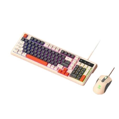 T-Wolf TF330 Wired Milk Tea Gaming Keyboard & Mouse Combo