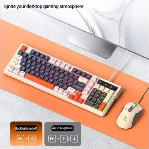 T-Wolf TF330 Wired Milk Tea Gaming Keyboard & Mouse Combo - 1
